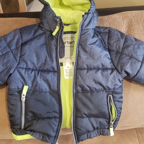 Carters Toddler Boy Winter Jacket Navy&Green - Picture 2 of 4